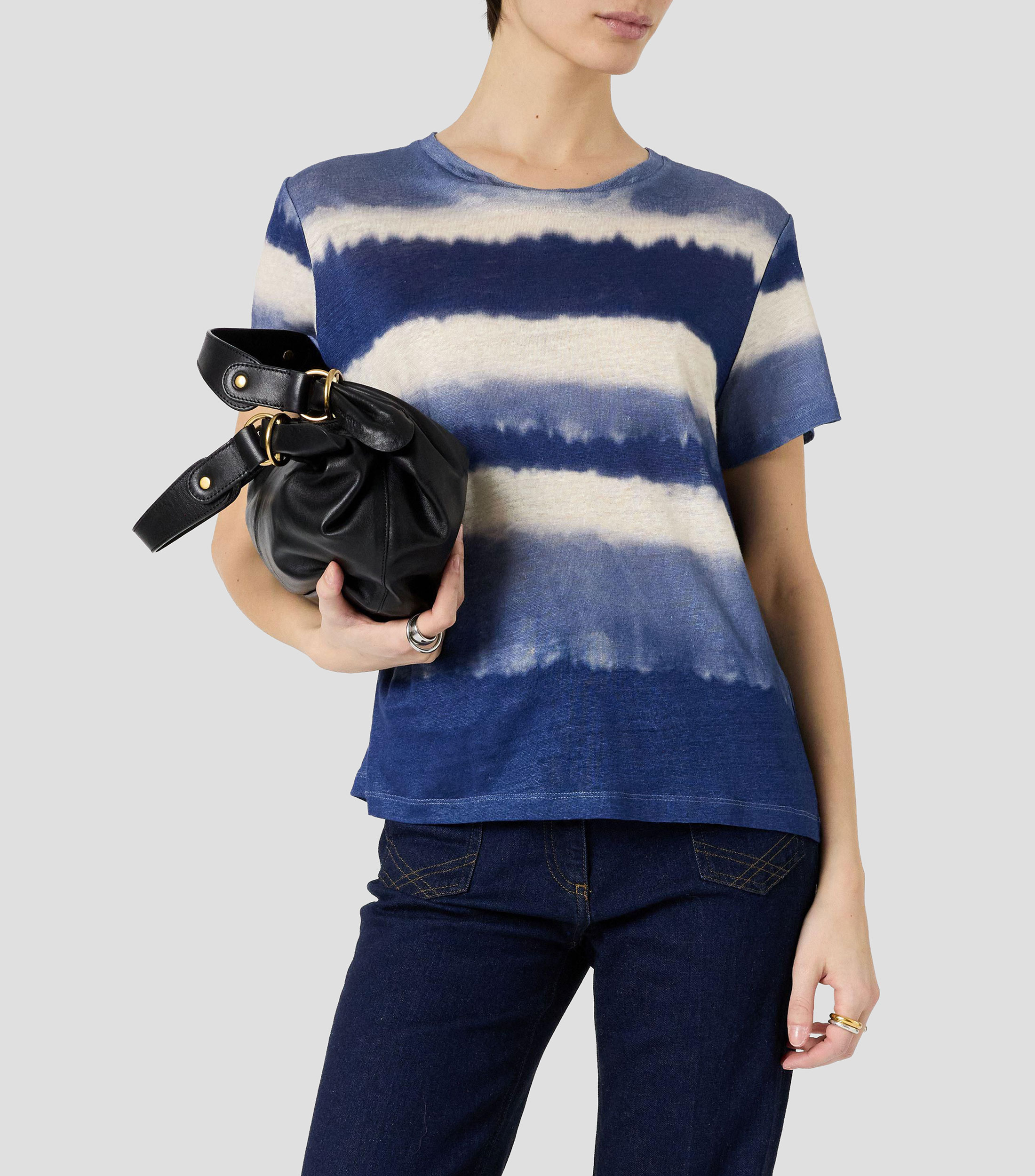 Playera cuello redondo manga corta Mabinty rayas Mujer